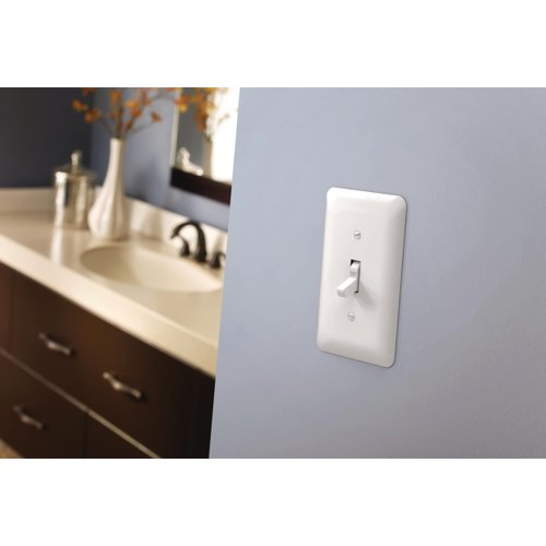 Franklin Brass Stamped Round Wall Plate, Pure White Single Duplex Outlet Cover, 3-Pack, W10249V-W-C