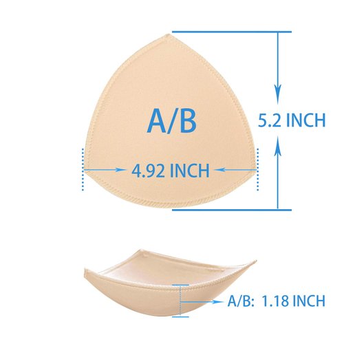 FANMAOUS 4 Pairs Bra Pad Insert,Removable Sport Bra Cup Triangle Breathable & Reusable Bra Pad for Yoga Bra,Swimsuits,Bikini