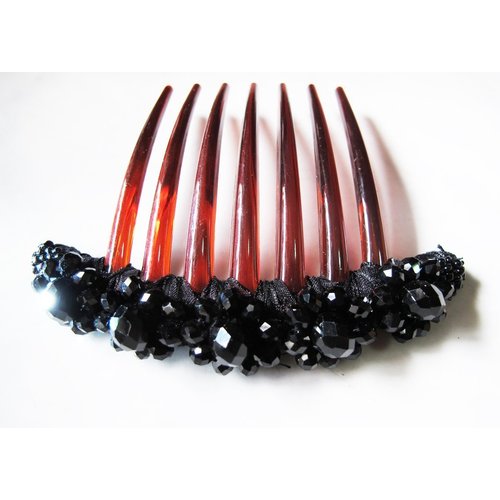 French twist hair comb Ornamented along the top of the heading with Crystal 5 Flower