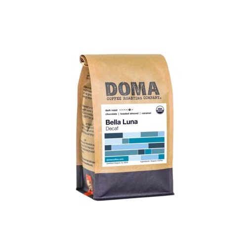 Doma Coffee "Bella Luna Organic Decaf" Dark Roasted Organic Whole Bean Coffee - 12 Ounce Bag