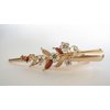 Gold tone rose gold leaf and flower metal alligator hair claw clip clamp