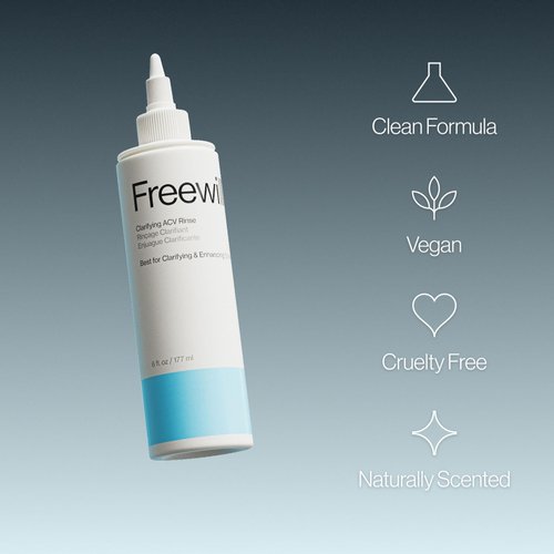 Freewill Clarifying ACV Rinse, Apple Cider Vinegar Hair Rinse for Removing Buildup, Scalp Cleanser Adds Hair Shine and Balances pH, Natural Oils and Moisture, 6 oz