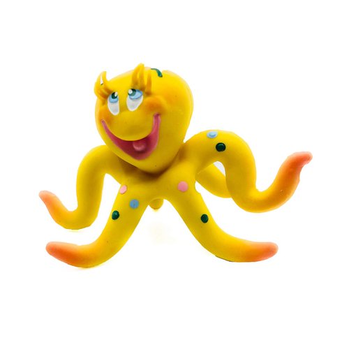 Small Octopus Squeaky Dog Toy Natural Rubber (Latex) Lead-Free Chemical-Free Complies with Same Safety Standards as Baby Toys Soft Squeaky Puppy Toy Small Breeds