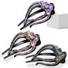 Yusier 4PCS Heart Style Ponytail Duckbill Clips with Headdresses for Women, Flower Rhinestone Barrettes Sparkly Prom Diamond Hair Clips (Plum Blossom)