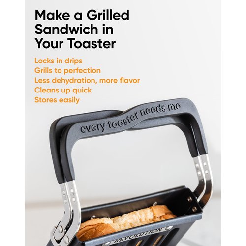 Revolution Toastie Press – Quesadilla, Grilled Cheese & Panini Press Sandwich Maker That Fits All Toasters – Place in Your Toaster to Conveniently Toast Sandwiches, Bread, Tortillas, Waffles & Bagels