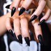 Sharp Pointed Fake Nails Black Gelnails Medium-Long Size Real Stiletto Point Acrylic Nail Tips 24