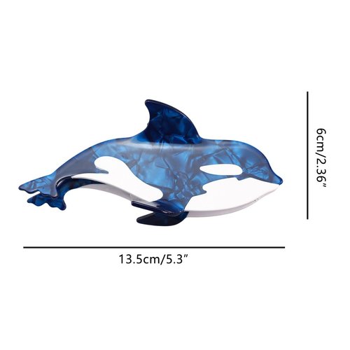 Cute Ocean Killer Whale Hair Clip,Acetate Claw Clips,Hair Clips for Women,Royal Blue