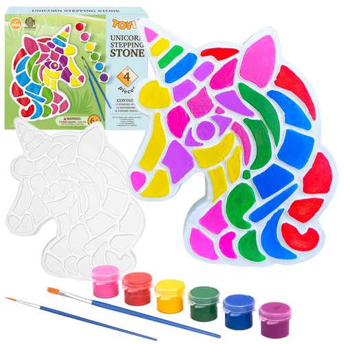 TOYLI Unicorn Painting Kit for Kids, Unicorn Art Set, Unicorn Project, DIY, Stepping Stone kit, Includes 2 Painting Brushes and 6 Paints Mess-Free, Kids Arts and Crafts