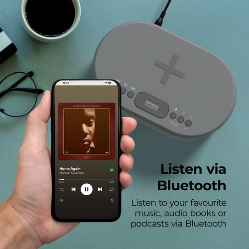 i-box Alarm Clock Radio with Wireless Charging, Bluetooth Speakers, USB Port, Dimmable Night Light