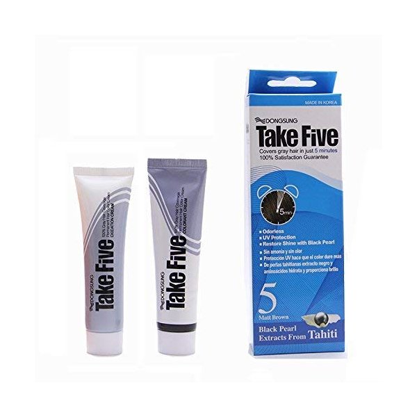 DONGSUNG Take 5 Hair Dye 100% Gray Hair Coverage 1.06 oz./30g (No.5 Matt Brown)