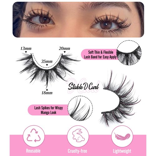 Yawamcia Lashes Wispy False Eyelashes Manga Lashes Fluffy Strip Fake Lashes Pack 20mm Long Volume Fake Eyelashes 7 Pairs