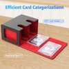 SANZIE Card Deck Box for MTG Commander Deck Box with 2 Toploaders 35PT fits 260+ Single Sleeved Trading Cards TCG Deck Box for Magic Game Cards (Black&Red)