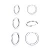 3 Pairs 925 Sterling Silver Hoop Earrings 14K White Gold Plated Small Huggie Cartilage Hoop Earrings for Women Men Girls (8 10 12MM)
