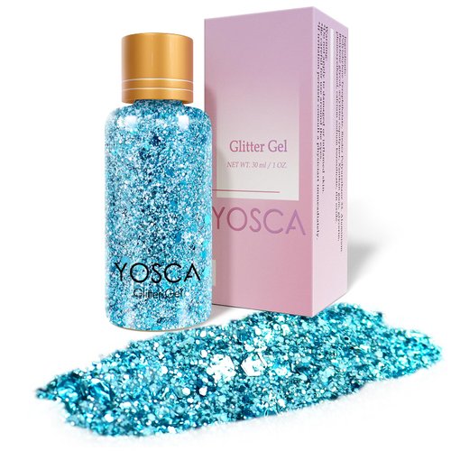 Yosca Body Glitter Gel, 30ML Sparkle Fairy Face Glitter, Cosmetic Grade Hair Chunky Glitter Lotion for Theme Makeup Concert Party Festival Stage Carnival Accessories - Blue Glory