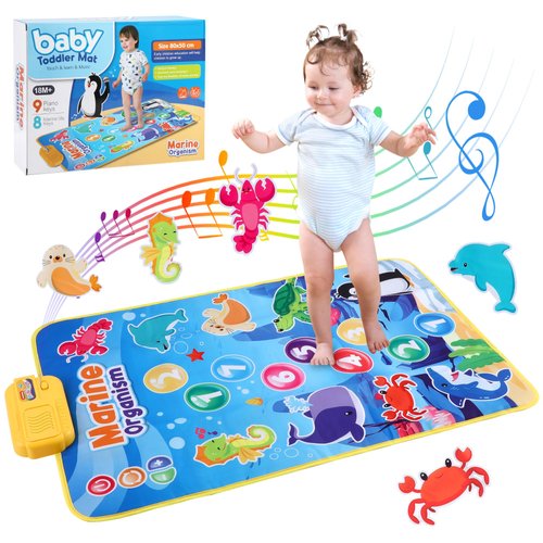 Serrelim 2 in-1 Musical Mat for Boys & Girls, Early Educational Musical Toys Mat for Toddlers First Birthday Gifts for Baby, Instruments Educational Learning Toys Xmas Birthday Gifts for 18M+ Baby