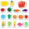 KucuRee 66Pcs Play Food Cutting Set, Pretend Play Food Set for Kids Kitchen, Cutting Fruits and Vegetable Toys, Early Development Education Toys, Christmas and Birthday Gifts for Girls and Boys