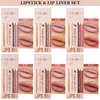 Aseawave Lip Liner and Lipstick Set, 12 Pcs Long Lasting Nude Lip Liner Pencils with Matte Lipgloss, Waterproof Liquid Lip Sticks Make up Gift Set for Black Mature Women