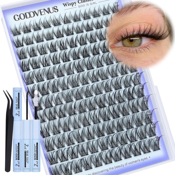 Natural Lash Clusters Kit for DIY Lash Extension 3 in 1 Eyelash Clusters Kit Wispy Individual Lashes Cluster C Curl Cluster Eyelash Extensions kit with 132pcs Eyelashes Clusters 10-16mm