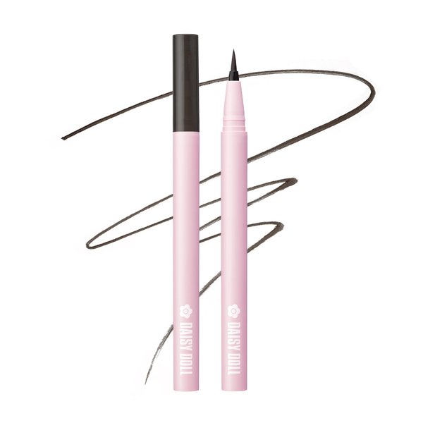Daisy Doll Liquid Eyeliner, Waterproof & Smudge-Resistant, Eye Make, Quick-Drying & Long-Lasting Japanese Eyeliner for Sensitive Eyes, 0.02 Fl Oz, Black