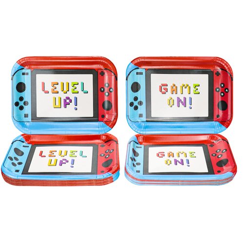 Hegbolke 40Pcs 11 Inches Game Controller Birthday Party Plates - Video Game Birthday Party Decorations for Boys Game Gaming Party Supplies