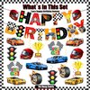 KORHONEN Race Car Party Decorations, Race Car Birthday Party Decorations Includes Happy Birthday Banner and Hanging Swirls, Race Car Themed Birthday Party Decorations for Boys Adults
