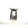 Generic Small mini silver metal gray blue three flower crystal hair claw bridal clip