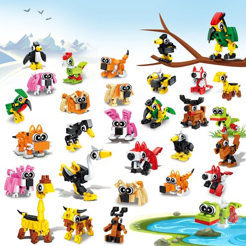 TWERF Party Favors for Kids- 20 Pack Mini Animals Building Blocks Set, Goody Bags Stuffers, Small Toys for Kids Prizes, Christmas Birthday Party Favors Return Gifts for Boys Girls Age 6-8-12+