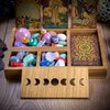 Curawood Tarot Card Holder Box for More Immersive Readings - 3 Tarot Card Stand & Crystal Holder - Moon Phase Design Tarot Display Deck Holder & Crystal Tray - Witchcraft Decor - Wiccan Altar Supplies