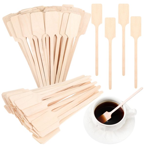 6.3 Inch Coffee Stir Sticks Wooden Kayak Paddle Shaped Sticks Coffee Stirrers Wood Wooden Stirrer Hot Cocoa Stir Sticks for Tea, Honey, Hot and Cold Drinks (Simple Style, 600)