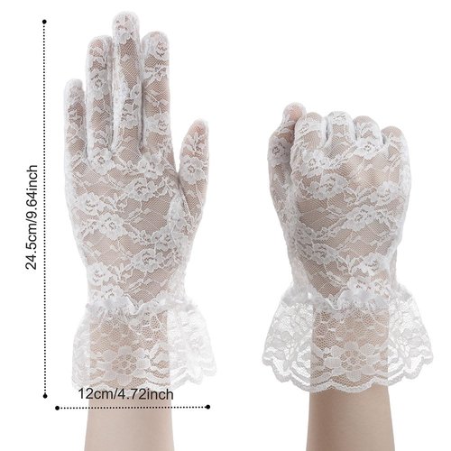 anpiwshjo White Lace Gloves, Tea Party Gloves, Wedding Gloves, White Opera Gloves, Evening Gloves, Lace Gloves Women, White Tea Gloves Women, 1950s Accessories for Women