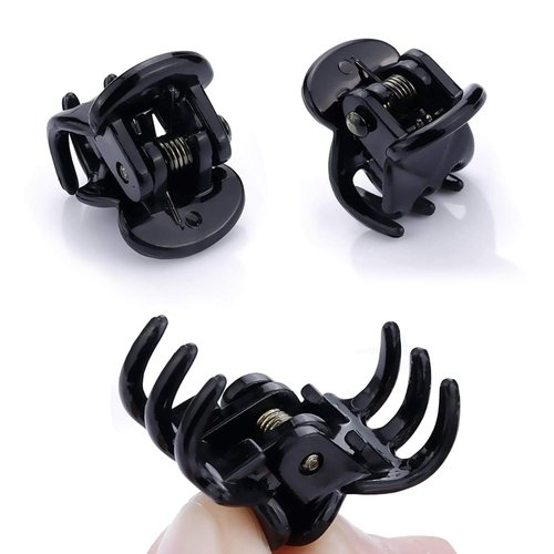 BOARDFEB 48 Pcs Mini Hair Claw Clips for Girls Women Small Hair Clips Tiny Plastic Jaw Clips Non Slip Pins Hair Clamps(Black)