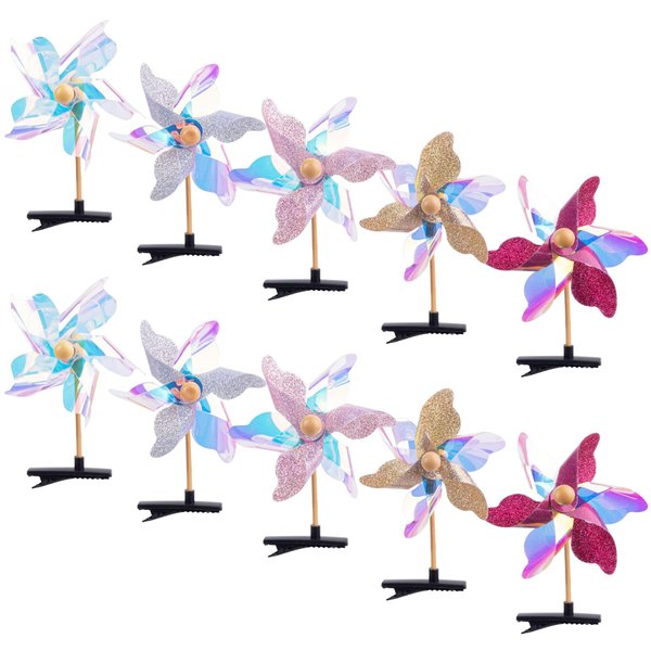 Framendino, 10 Pack Pinwheel Hair Clips Sequins Hair Clip Pinwheels Hair Barrettes Windmill Hairpins for Women Girls Hair Accessories