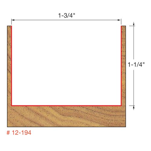 Freud 1-3/4 in Diam by ¾ in Double Flute Straight Router Bit w/½" Shank (12-194)