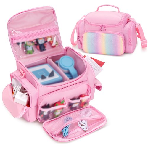 GRAOSO Carrying Case Compatible with Toniebox, Portable Bag for Audio Player Starter Set, Storage Travel Case for Charging Station Headphone, with Shoulder Strap and Handle, Pink (Case Only)