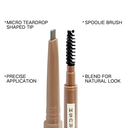 Music Flower Eyebrow Pencil in Teardrop Tip with Spoolie Brush, Dual Ended Eyebrow Pen Natural Fills and Defines Brow Tint, Soft Brown