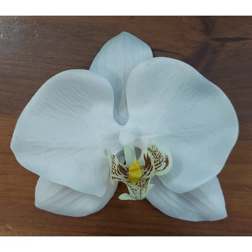 Phalaenopsis Orchid Artificial Flower Hair Clip/Pin Brooch, White