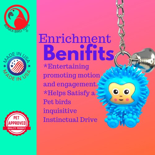 Bonka Bird Toys 2279 Spikey Monkey Small Medium Bird Toy Quality Durable Plastic Construction for Conures Cockatiels Parakeets and Other Similar Sized Birds