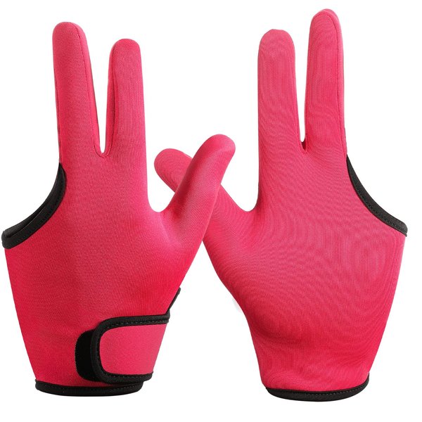 Heat Resistant Gloves for Hair Styling 2 Pcs Curling Wand Glove 3 Finger Barber Glove Reusable Hair Dye Heat Protector Glove (Rose Red)