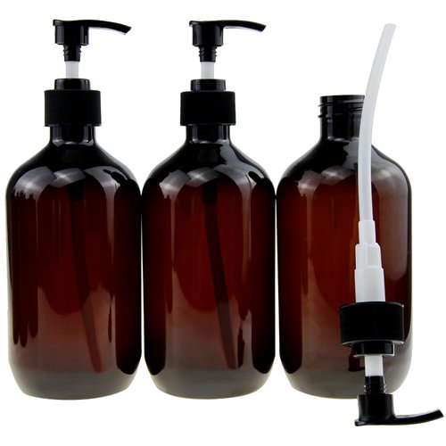 Empty Plastic Bottles with Pump Dispenser and 6pcs Labels Included, Refillable Travel Containers for Hand sanitizer Shampoo Lotion, etc - No BPA/Paraben, 500ml/16.9oz (3 Pack)