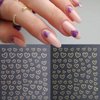 8 Sheets Metallic Nail Art Stickers, Heart Love Nail Decals 3D Self Adhesive Gold Silver Rose Gold White Nail Designs, Heart Nail Sticker for French DIY Nail Decoration Manicure Accessories for Women