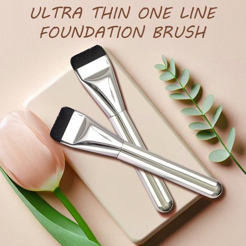 2 Pack Soft Dense Beauty Brush for Liquid Foundation - Thin Foundation Brushes with Strong Fluidity, Ideal for Cosmetic Application and Face Makeup