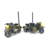 General Jim's WW2 German Military Motorcycle and Removable Sidecar (Green) Building Blocks Bricks Set (Set of 2)