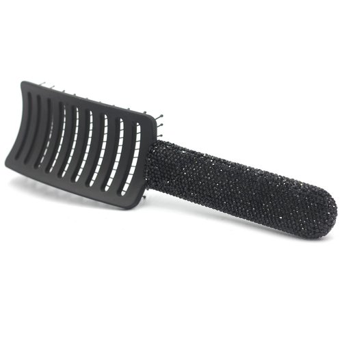 Bestbling Bling Styling Hair Smooth and Detangle Hair Brush for Women, Girl, Men, Arc-shaped Spareribs Comb (Black)