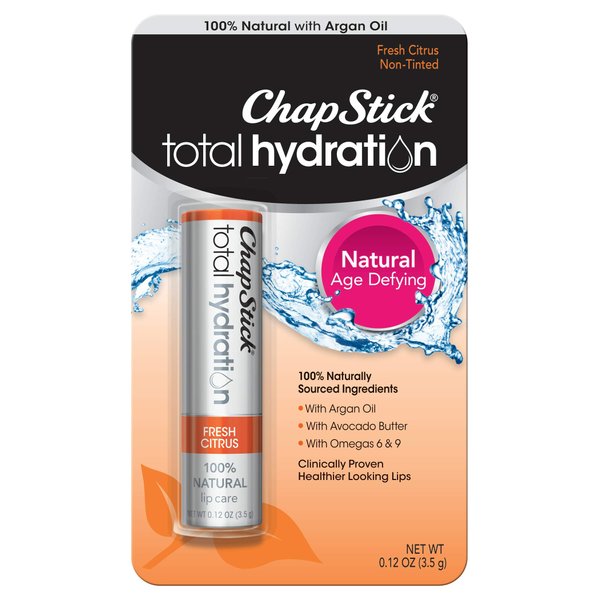 ChapStick Total Hydration (Fresh Citrus Flavor, 0.12 Ounce) Flavored Lip Balm Tube, Natural Age Defying Lip Care, Clinically Proven