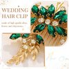 YBSHIN Bride Wedding Rhinestone Hair Comb Gold Leaf Hair Piece Crystal Bridal Hair Accessories for Women