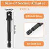 3/8 Impact Socket Adapter, 5Packs 1/4" Inch to 3/8" Drill Socket Adapter Kit for Impact Driver, 3/8" Hex Shank Impact Adapter, Extension Socket Driver Bits for Handle Nut Driver and Drill