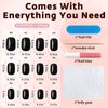 Bellelfin 240Pcs Square Press on Nails Short, Glossy Round Black Fake Nails Full Cover Glue on False Nails Solid Color Acrylic Nail Press ons for Women Girls Artificial Fingernails