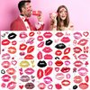 80Pcs Kiss Lips Temporary Tattoo Stickers Valentine's Day Red Black Love Heart Lips Rose Bouquet Face Body Fake Waterproof Tattoos Stickers for Women Costume Accessories Birthday Party Decorations