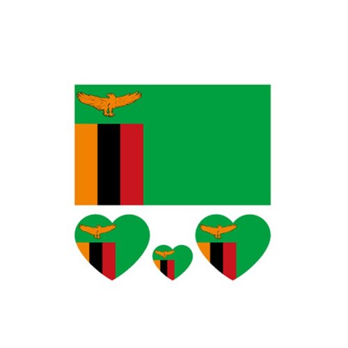 ZPDNURZL 10 Sheets Zambia Flag Tattoos Stickers 40 Pcs Waterproof Sweat Sports National Flag Removable Fake Tattoos