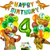 Dinosaur Party Supplies for 4 Year Olds,Dinosaur Foil Balloons Set Dinosaur Birthday Party Decorations Kit Foil Balloons,Banner,Cake Toppers for Boys Girls Birthday Party